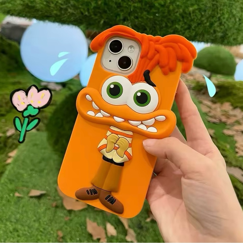iPhone 15 Pro Max Case – 3D Orange Cartoon Monster Character
